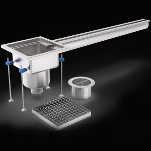 Industrial Vertical Outlet Linear Slot Floor Drain System Stainless Steel for Food Processing