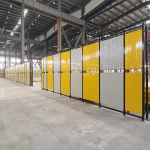 Industrial Workshop Warehouse Safety Guardrail Yellow Powder Coated Metal Protection Security Fence for Factory Machine
