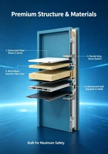 Interior Waterproof Anti Hurricane Wind Resistant Steel Fire Rated Door for Subway Tunnel Airport