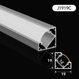 J1919C Corner LED Aluminum Profile 6063 Alloy Extrusion Channel Housing for LED Strip Linear Lighting in Cabinet & Room Decor