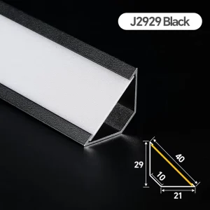 J2929 Black 90 Degree Corner LED Aluminum Anodized Profile Surface Mount Extrusion Channel Diffuser Home Commercial LED Lighting