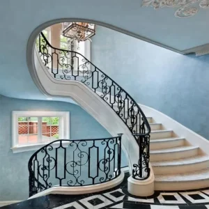 JXY Brand Victorian Hand Forged Iron Railing Interior Classical Wrought Iron Stair Railings 5+ Year Warranty Rust Resistant