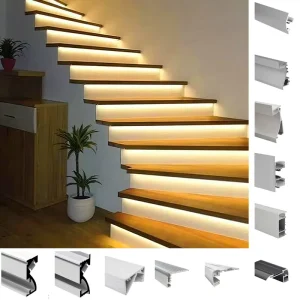 K86 Black LED Aluminium Profile for Stair Nosing Light Step Lamp Alu Channel Extrusion for Cinema Staircase