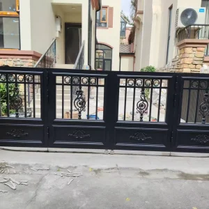 Large Aluminum Automatic Sliding Main Gate with Grill Design for Homes