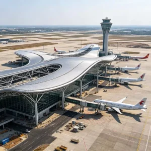 Large Span Curved Roof High Load-bearing Frame International Airport Terminal Special-shaped Steel Structure Buildings