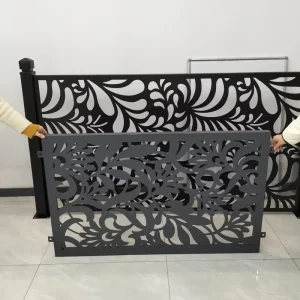 Laser Cut Leaf Pattern Aluminum Fence Panel Custom Privacy Screen Garden Balcony Courtyard