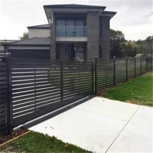 Laser-Cut Outdoor Garden Fence, Powder-Coated Horizontal Aluminum, Customized Size, Villa Privacy Fence