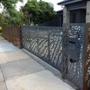 Laser Cut Outdoor Metal Garden Fence Panels with Modern Cutout Pattern