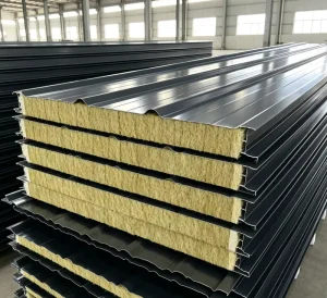 Light Load Fireproof Eco Friendly Metal Rock Wool PIR Roofing Panels for Exterior Wall Hotel Hospital Prefab House Cold Room