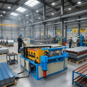 Light and Mobile Metal Snap Lock Roof Panel Roll Forming Machine Work on Site