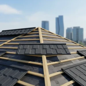 Lightweight Stone Coated Metal Roof Sheet Flat Shape Heat Resistant Durable Easy Installation Waterproof Modern Workshop Park