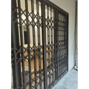 Lockable Aluminum Alloy Manual Sliding Door Anti-Theft Security Grilles Ventilated Metal Finish for Outdoor Warehouse Use