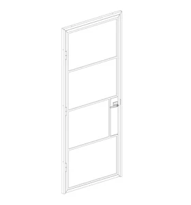 Loft 4Lites Black Steel Glass Swing French Door With Privacy Lock Fluted Iron Framed Double Interior Door With Glass
