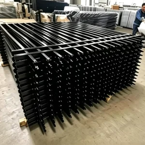 Low Maintenance Black Spear Point Zinc Steel Metal Boundary Fence with Accessories and Post