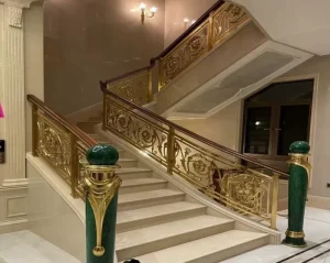 Luxurious Modern Indoor Aluminum Alloy Floor Mounted Stair Railing Handrails Waterproof Rot Proof Eco Friendly for Hotels Villas
