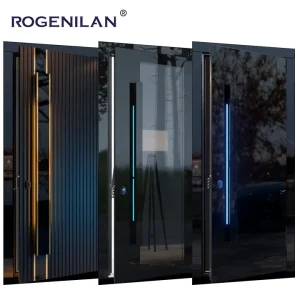 Luxury Aluminum Armored Pivot Entrance Door Modern Security Front Entry Door with Glass for Villa House