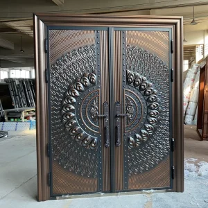 Luxury Asian Finished Anti Theft Double Door Exterior Outdoor Wrought Iron Main Door