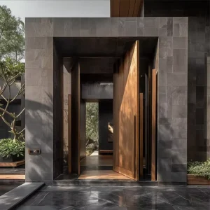 Luxury Custom Large Aluminum Sandwich Panel Fingerprint Lock Front Entry Pivot Doors