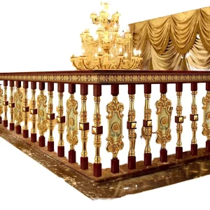 Luxury European Style Special Balustrades Handrails Stairs Deck Railings Indoor Villa Brass Bronze K Gold Floor Mounted Simple