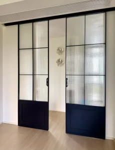 Luxury French Design Steel Sliding Door Manual Opening Finished Surface for Interior Apartment Hotel Villa Use