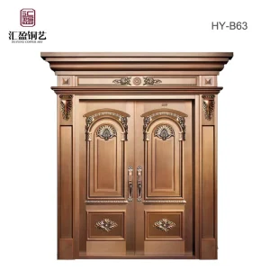Luxury House Entrance Front Door Design Real Copper Material Decorative Armored Security Doors