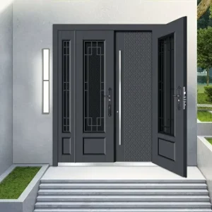 Luxury Modern Aluminum Double Door Anti Theft Security Slab Exterior Steel Front Door for Villa Apartment & Hotel Use