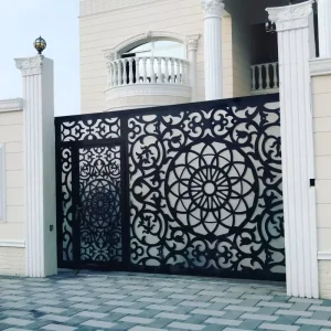 Luxury Modern Powder Coated Aluminum Frame Gate Laser Cut Panels Home Security Features Custom Welding 3D Services Available