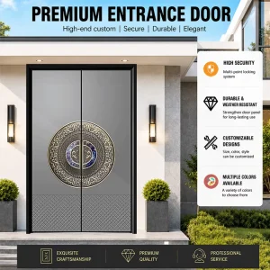 Luxury Modern Precision Carved Cast Aluminum Entrance Door Customized Villa Apartment Main Front Doors Security Gate