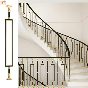 Luxury Style High Quality Indoor Decoration Metal Balcony Balusters Aluminum Staircase Railings for Villa Apartment
