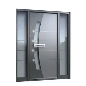 Luxury Villa Main Black Cast Stainless Steel Aluminum Security Front Entry Door External Entrance Metal Swing Doors