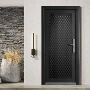 Luxury Zinc Alloy Gold Straight Acrylic Stainless Steel Door Front Metal Modern Exterior Security Steel Doors