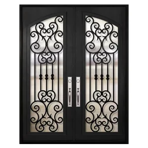 Made in China Prices Custom House Villa Exterior Security Decorative Metal Wrought Iron Front Entry Doors