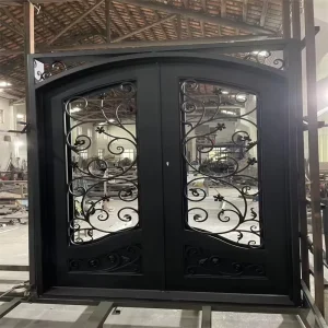 Main Entrance Door Wrought Iron Black Metal Fence Gates for Houses