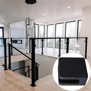 Manufacturer Architectural Grade Heavy Duty Square Front Flat Post Black Glass Clamp for Glass Fence and Railing