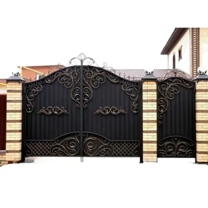 Market Price Entrance Security Metal Main Iron Gate Wrought Iron Exterior Front Steel Gates For House Villa