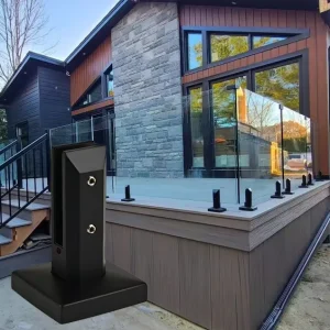 Matte Black Adjustable Modern Top Mount Glass Railing Spigot for Balcony and Deck Glass Panels