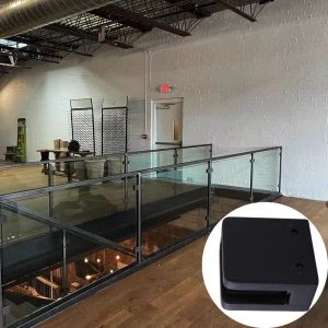 Matte Black Square Front Flat Back Stainless Steel Adjustable Glass Railing Clamp for Deck Projects
