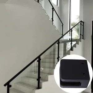 Matte Black Stainless Steel Square Front Flat Back Heavy Duty Glass Balustrade Clamp for Commercial Projects