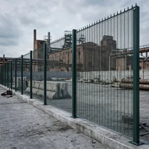 Metal Anti-Climb Security Fence Panels with Integrated Wall Spikes and Clear-View Design