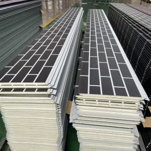 Metal Carved PU Sandwich Panel Insulated Fire Retardant Waterproof Embossed Siding Panels for Villa Exterior Wall Decor Cladding