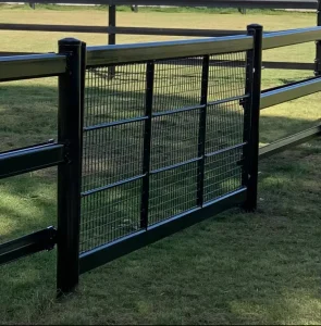 Metal Horse Fence Panel with Double Rails, Welded Wire Mesh Livestock Gate