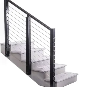 Metal Modern Staircase Glass Railing Steel Cable Railing Systems Outdoor Garden Use Safety Fence Easy DIY