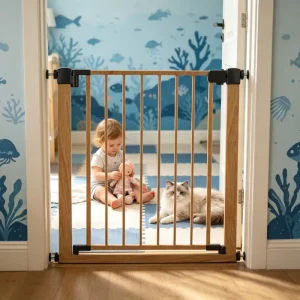 Metal Retractable Extendable Stair Safety Gate for Kids and Infants