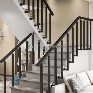 Metal Stair Railing Galvanized Steel Balustrade Handrails for Interior Space