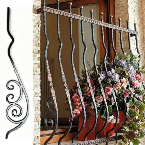 Metal Steel Iron Custom French Classic Belly Wavy Curves Balustrades Railings for Villa Balconies Porches Windows