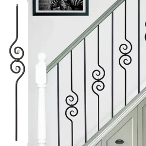 Metal Steel Wrought Iron Solid Plain Wavy Curves Balusters Balustrades Spindles Railings for Villa Balconies Porches Deck