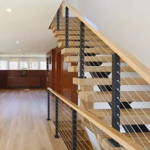 Metal Wire Wood Stairs Railings 42″ Cable Railing Deck Posts