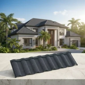 Milano Type Stone Coated Metal Roofing Tiles Anti Fade Color Stone Granules Roof Sheets for Nigeria Ghana
