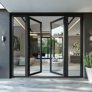 Minimalist Aluminum Casement Windows with Tempered Glass Soundproof and Folding Screen for Villa