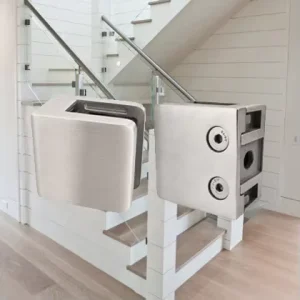 Minimalist Architectural Grade Flat Post Mount Brushed Stainless Steel Glass Clamp for Balustrades